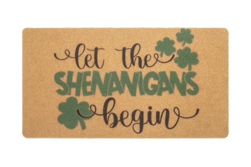 St. Patrick's Day Entrance-Welcome-Doormat, Shamrocks Front-Door Door Mat Clovers Decorative Artificial Coir Mat 17" X 29" - color: Brown - Style 1