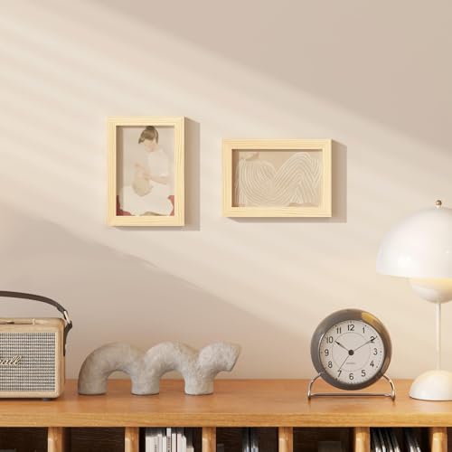 4x6 Picture Frame Wood Grain Set of 6 Wooden Photo Frames | 4 x 6 Picture Frame with Plexiglass Fits 4x6 without Mat for Table and Wall Display - color: Wood Grain, size: 4x6