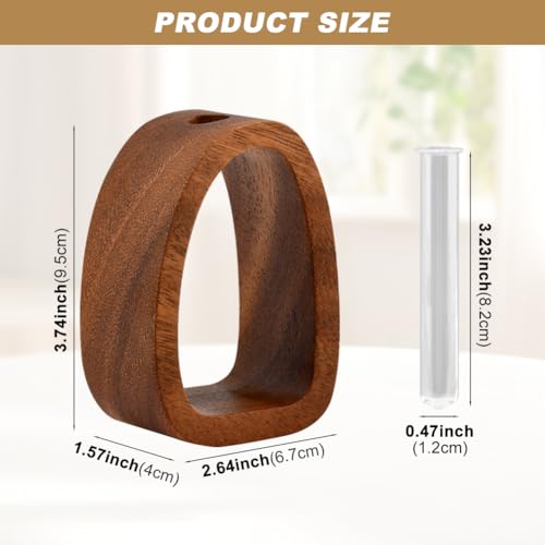 Solid Wood Frame Glass Test Tube Vase Desk Hydroponic Plant,Modern Decorative Hydrophilic Plants Vases,Mini Propagation Station for Hydroponic Plants,Desktop Home Office Decor
