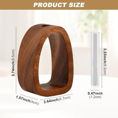 Solid Wood Frame Glass Test Tube Vase Desk Hydroponic Plant,Modern Decorative Hydrophilic Plants Vases,Mini Propagation Station for Hydroponic Plants,Desktop Home Office Decor