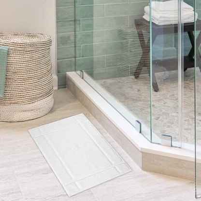 100% Cotton Bath Mat 24x17 Inches, 1350 GSM Thick Plush, Soft Absorbent, Oeko-Tex Certified, Durable Construction – White - color: White