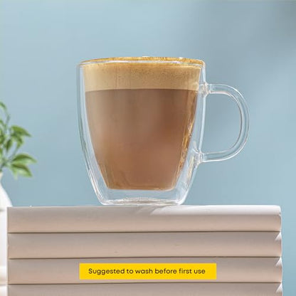 JoyJolt Savor Double Wall Insulated Glasses - Coffee Mugs (Set of 2) - 13.5-Ounces - style: Coffee Cups