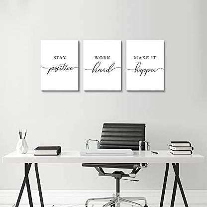 Framed Canvas Wall Art Positive Quote, Office Art, White Large Poster, Motivational Artwork Set of 3 Prints, Inspirational Poster Prints (G-3pcs,12x16inchx3pcs) - color: G-3pcs, size: 12x16inchx3pcs