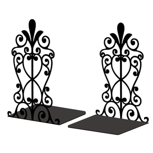 5.3"x4.3"x7.9" Metal Bookends, Heavy Duty Book Ends for Shelves | European style Pattern Theme Cast Iron Book Supports, 1 Pair Decor Stoppers for Desk, Library, Office & Home Shelves - style: European style Pattern
