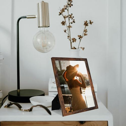 Wooden Brown 8x10 Picture Frame set of 4, Display 8x10 without Mat Wall Gallery Photo Frames