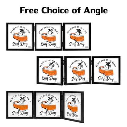 WUTL 3 Picture Frame Triple Collage 5x5 Frames with Real Glass Black | Trifold Photo Frame, Hinged Foldable, Crystal Clear Real Glass - color: Black, size: 5x5