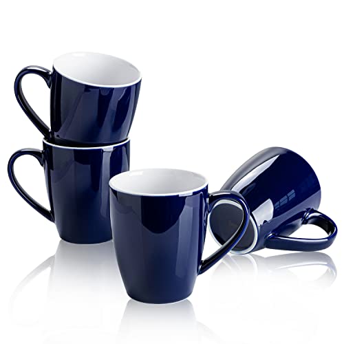 Sweese Porcelain Coffee Mugs - 16 Ounce (Top to the Rim) for Coffee, Latte, Tea, Cocoa, Set of 4, Navy - color: Navy, size: 4 Count (Pack of 1)