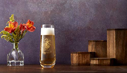 JoyJolt Milo Stemless Champagne Flutes Set of 4 Crystal Glasses. 9.4oz Champagne Glasses. Prosecco Wine Flute, Mimosa Glasses Set, Cocktail Glass Set, Water Glasses, Highball Glass, Bar Glassware - style: Clear