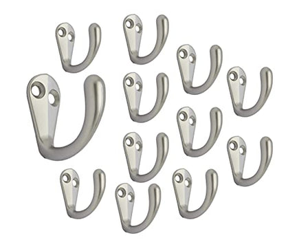 Premium Quality Single Prong Robe Hook Hanger, Zinc Die Cast, Matte Nickel, Made in Taiwan, 12 Pack - color: Matte Nickel, size: 12 Pack