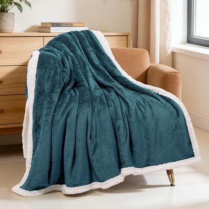 BEAUTEX Sherpa Fleece Throw Blankets Soft Fluffy Flannel Plush Cozy | Fuzzy Dusty Blue Cuddle Blanket for Couch, Bed, Sofa, Adults (50" x 60", Dusty Blue) - color: Dusty Blue, size: Throw-50"x60"