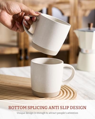 famiware Coffee Mugs Set of 4, Milkyway 13 oz Ceramic Cup Set with Handle | Stoneware Mug Set for Tea, Coffee, Latte, Cappuccino, Cocoa, Microwave and Dishwasher Safe, Matte White - color: Milkyway-Matte White, size: 4 Count (Pack of 1)
