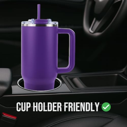 Hogg Big Swig 40oz Tumbler with Handle and Straw - Purple, 40 oz Tumbler, Insulated Cup with Handle, 40oz Water Bottle with Straw, Thermal Cups, Leak Proof Lid, Travel Mugs, Stainless Steel - color: Purple