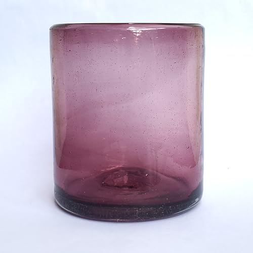Solid Amethyst 9 oz Short Tumblers (set of 6), Recycled Glass, Lead-free, Toxin-Free (9oz Tumbler) - color: Amethyst, size: 9 oz