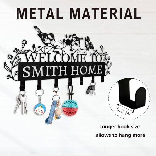 Personalized Key Holder for Wall - Welcome To My Home Metal Wall Key Hanger | Custom Name Key Rack Holder Wall Mount for Living Room Bedroom Doorway Hallway, Unique Housewarming Gift - color: 06 Bird