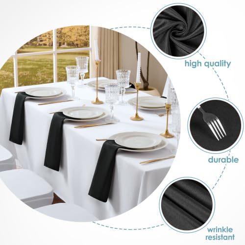 VidaFete Black Cloth Napkin, 20 x 20 Inch Polyester Napkins Set of 12 | Polyester Napkins Cloth Reusable & Wrinkle-Resistant Dinner Napkins for Weddings, Banquets, Parties, Hotels and Restaurants - color: Black, size: 20" x 20" (Set of 12)