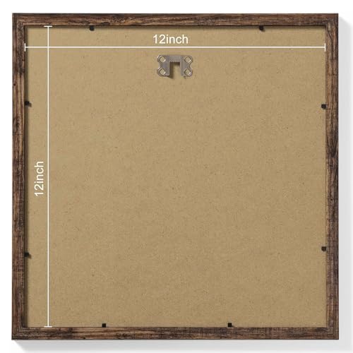 Vittanly 12x12 Picture Frames Set of 9, Shatter Resistant Plexiglass, Display 8x8 Pictures with Mat or 12x12 without Mat, Photo Frames for Wall Mount, Engineered Wood, Brown | Display Pictures 8x8 with Mat or 12x12 without Mat for Wall Mounting, Square Ph