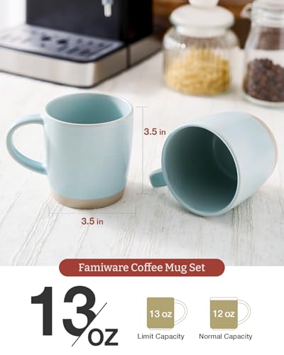 famiware Coffee Mugs Set of 4, Milkyway 13 oz Ceramic Cup Set with Handle | Stoneware Mug Set for Tea, Coffee, Latte, Cappuccino, Cocoa, Microwave and Dishwasher Safe, Light Blue - color: Milkyway-Light Blue, size: 4 Count (Pack of 1)