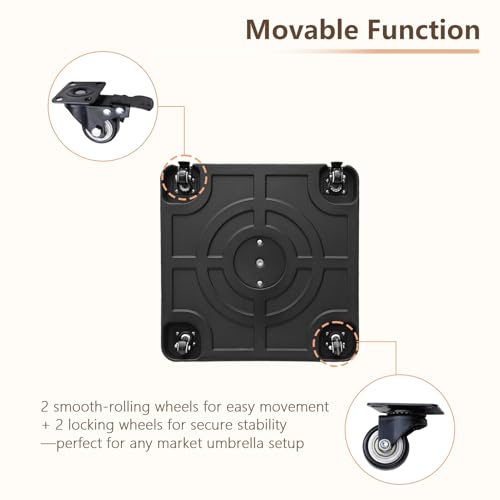 C-Hopetree 99 lb Heavy Duty Water Fillable Rolling Base Stand with Wheels for Patio Outdoor Market Table Umbrella, Black - size: 99lb