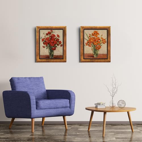 XUANLUO 8x10 Picture Frames Set of 4 Rustic Retro Photo Frame with HD Plastic Cover for Wall Mount and Tabletop Display Family Friends Wedding Gift - color: Gold-4pcs, size: 8 x 10 inch