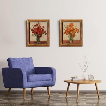 XUANLUO 8x10 Picture Frames Set of 4 Rustic Retro Photo Frame with HD Plastic Cover for Wall Mount and Tabletop Display Family Friends Wedding Gift - color: Gold-4pcs, size: 8 x 10 inch
