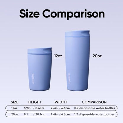 Owala SmoothSip Slider Insulated Stainless Steel Coffee Tumbler, Reusable Iced Coffee Cup, Hot Coffee Travel Mug, BPA Free 12 oz, Out of the Blue - color: Out of the Blue, size: 12 Ounces, style: No Handle