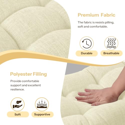 Bench Cushions for Indoor Furniture 42"X17"X3", 1 PC, Cream | 3"/8 cm Thick, Soft Non-Slip Window Seat Cushion, Tufted Bench Seat Cushion for Dining, Piano Benches and Window Seats - color: Cream