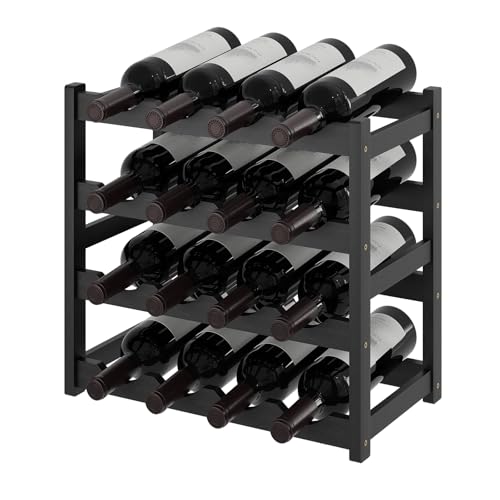 Wine Rack，Bamboo Wine Storage Cabinet Shelf，Countertop Wine Shelf- Freestanding Wine Holder for Kitchen & Pantry (Black, 4-Tier) - color: Black, size: 4-tier