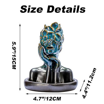 Flower Masked Half Face of Women in Hands Statue Backflow Incense Holder,Waterfall Incense Burner Holder for Sticks Cones Home Office Yoga AI034 - color: Women B