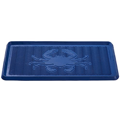 HF by LT Crab Rubber Boot Tray, 32 x 16 inches, One-Piece Seamless Construction, Durable Vulcanized Rubber, Year Round Use Indoors or Outdoors, Blue - color: Crab