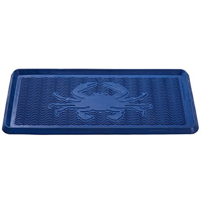HF by LT Crab Rubber Boot Tray, 32 x 16 inches, One-Piece Seamless Construction, Durable Vulcanized Rubber, Year Round Use Indoors or Outdoors, Blue - color: Crab