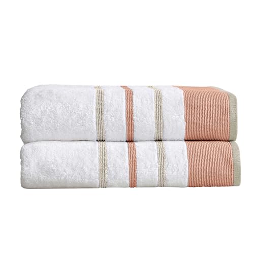 Great Bay Home Decorative Oversized Bath Sheet Set - Cotton 2 Pack 68x35 Extra Large Towels - Durable Towels for Bathroom Decor (Dusty Rose/Cappuccino) - color: Dusty Rose / Cappuccino, size: Bath Sheet (Pack of 2)