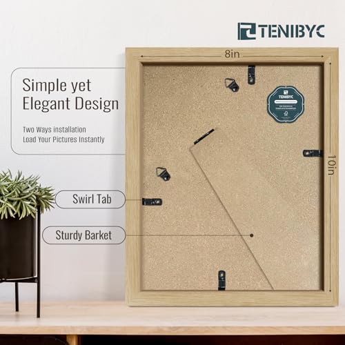 8x10 Picture Frame 3 Pack, Natural Oak Wooden Frame, HD Tempered Glass, 8 by 10 Photo Frame for Tabletop - color: Oak, size: 8 X 10, style: 3 Pack