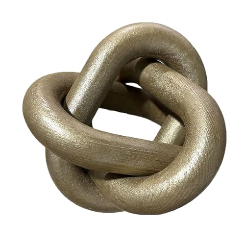Wood Knot Decor -Coffee Table Decor, Champagne Decor Shelf Decor | Entry Table Accessorie Boho Rustic Modern Shabby Chic Style Decor 3 Link Wooden Knot Chain Link Decor Hand Carved Home - color: Champagne