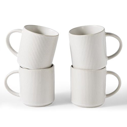 famiware Coffee Mug Set of 4, Star 16 oz Large Mugs Cup Set with Handle | Ceramic Mug for Coffee, Latte, Tea, Stackable Drinkware Set, Microwave & Dishwasher Safe, Matte White - color: Matte White, size: 4 Count (Pack of 1)