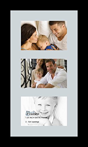 ArtToFrames Collage Photo Frame Single Mat with 3-4x6 Openings with Satin Black Frame and Baby Blue mat. - color: 3 - 4x6 - (2158), size: Baby Blue