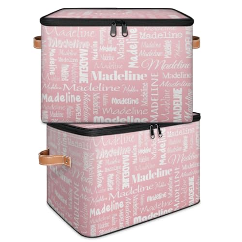 Custom Storage Basket with Name, Personalized Keepsake Box,Pink | Foldable Fabric Gradient Large Memory Bin with Handle Lid Lightweight Waterproof Dustproof, 14"L x 10.2"W x 10.4"H - color: Option 20
