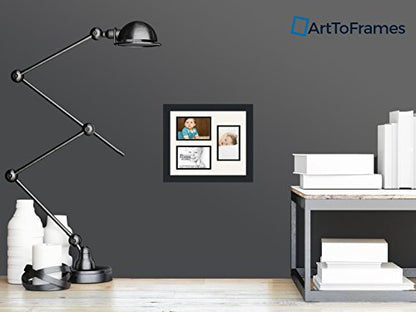 ArtToFrames Collage Photo Frame Double Mat with 3-4x6 Openings and Satin Black Frame - color: Fabric White, size: 3 - 4x6