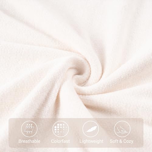 BATTILO HOME Cream White Chenille Throw Blanket, 50 x 60 Inches | Soft Chenille Knit with Handmade Fringe Tassels, Lightweight, Cozy and Less Prone to Tangling for Couch, Bed or Chair - color: Cream White