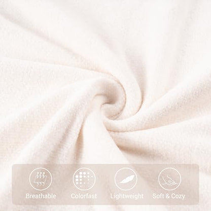 BATTILO HOME Cream White Chenille Throw Blanket, 50 x 60 Inches | Soft Chenille Knit with Handmade Fringe Tassels, Lightweight, Cozy and Less Prone to Tangling for Couch, Bed or Chair - color: Cream White