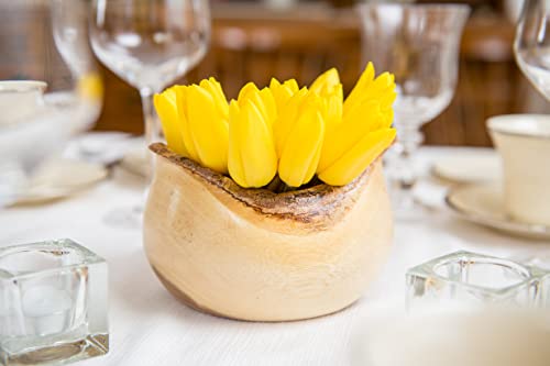 Lipper International ACACIA RUSTIC TULIP SERVING BOWL WITH BARK EDGE SMALL