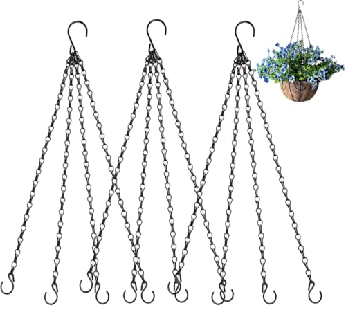 Heybe Hanging Baskets Chains 16 Inches 4 Leads Hanging Chains with S Hooks, Flower Pot Hanger Replacement Plant Hangers for Planters and Lanterns, Pack of 3 - size: 16 Inches 4 Leads