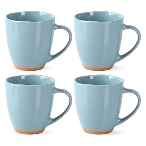 AmorArc 12oz Coffee Mugs, Ceramic Coffee Mugs set of 4 for Man, Woman, Dad, Mom, Modern Coffee Cups with handle for Latte/Cappuccino/Milk/Cocoa. Dishwasher&Microwave Safe, Blue - color: Stone Blue, size: Set of 4