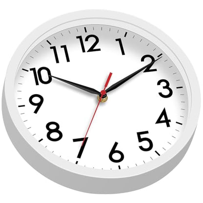 AKCISOT 8 Inch Wall Clock, Silent Battery Operated Analog Clock, White | Small Size | Bedroom | Office | Kitchen | Bathroom | Classroom | Modern | Easy to Read - color: C_white, size: 8 Inch