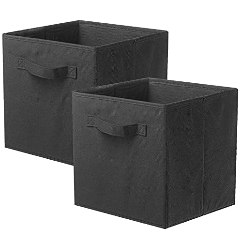 ShellKingdom Storage Bins, Foldable Fabric Storage Cubes And Cloth Storage | Storage Organizer For Closet And Toys, 10.5x10.5x11 INCH, 2 Pack (Black) - color: Black, size: 2