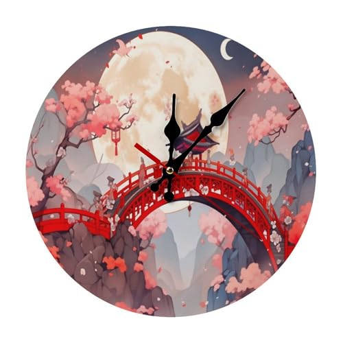 Japanese Minimalist Silent Wall Clock 9.8x9.8 inches, Modern Round Wooden Clock Without Numbers for Bedroom Living Room Office Home Decor - color: Japanese, size: 9.8x9.8 inches