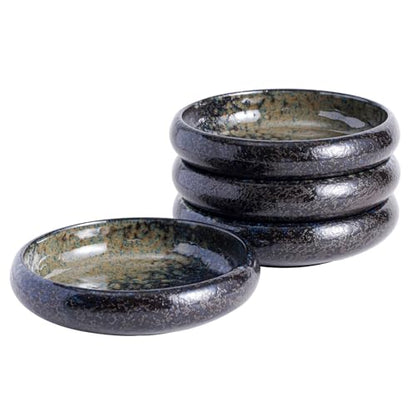 Uaral Japanese Salad Plate,Blue Plates and Bowls Set,Stoneware Plate Set,Appetizer Plates Set of 4,5.5inch,14oz(Nebula Blue) - color: Nebula Blue