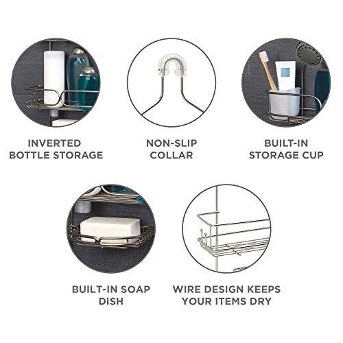 Zenna Home Shower Caddy Hanging Bathroom Organizer, Stainless Steel Shower Rack with 2 Shelves and Built in Hooks, Rustproof Over Shower Head Storage System, Stainless Steel - style: 2-Shelf Caddy