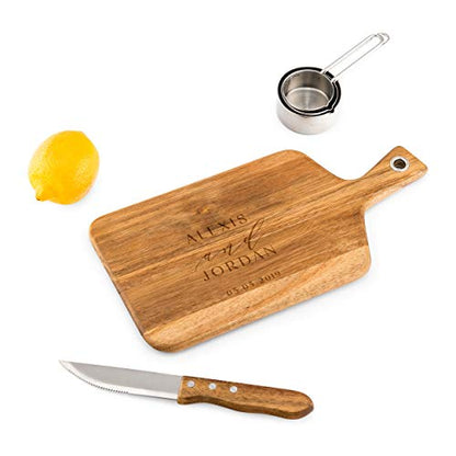 Weddingstar Personalized Wooden Paddle Cutting Board or Serving Board With Handle 13.5" x 6.5" - Modern Couple Etching - color: Modern Couple, size: 13.5"L x 6.5"W
