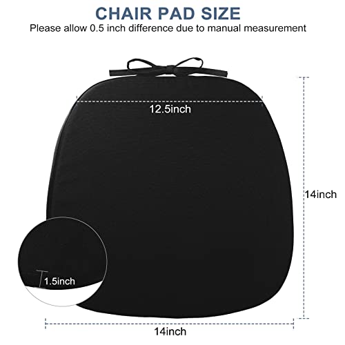 GUEGLSA Outdoor Metal Chair Seat Cushions 14x14 inch, Waterproof Non Slip Dining Chair Pad with Ties, U Shaped Metal Chair Cushion for Patio Home Kitchen Dining Chair, Set of 2, Black - color: Black