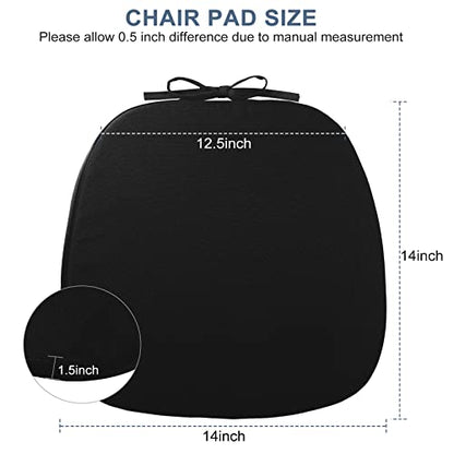 GUEGLSA Outdoor Metal Chair Seat Cushions 14x14 inch, Waterproof Non Slip Dining Chair Pad with Ties, U Shaped Metal Chair Cushion for Patio Home Kitchen Dining Chair, Set of 2, Black - color: Black